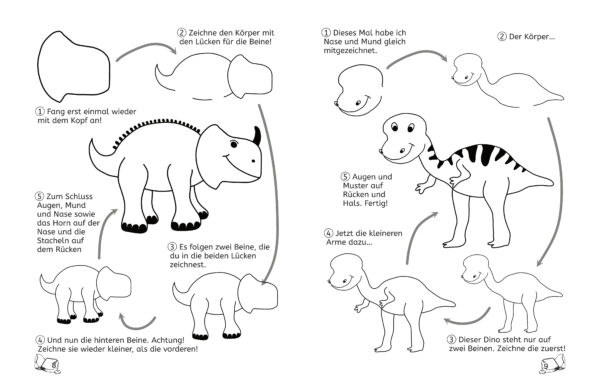 Zeichnen lernen für Kinder von 6-10: In 5 Minuten coole Dinos malen! – Bild 3